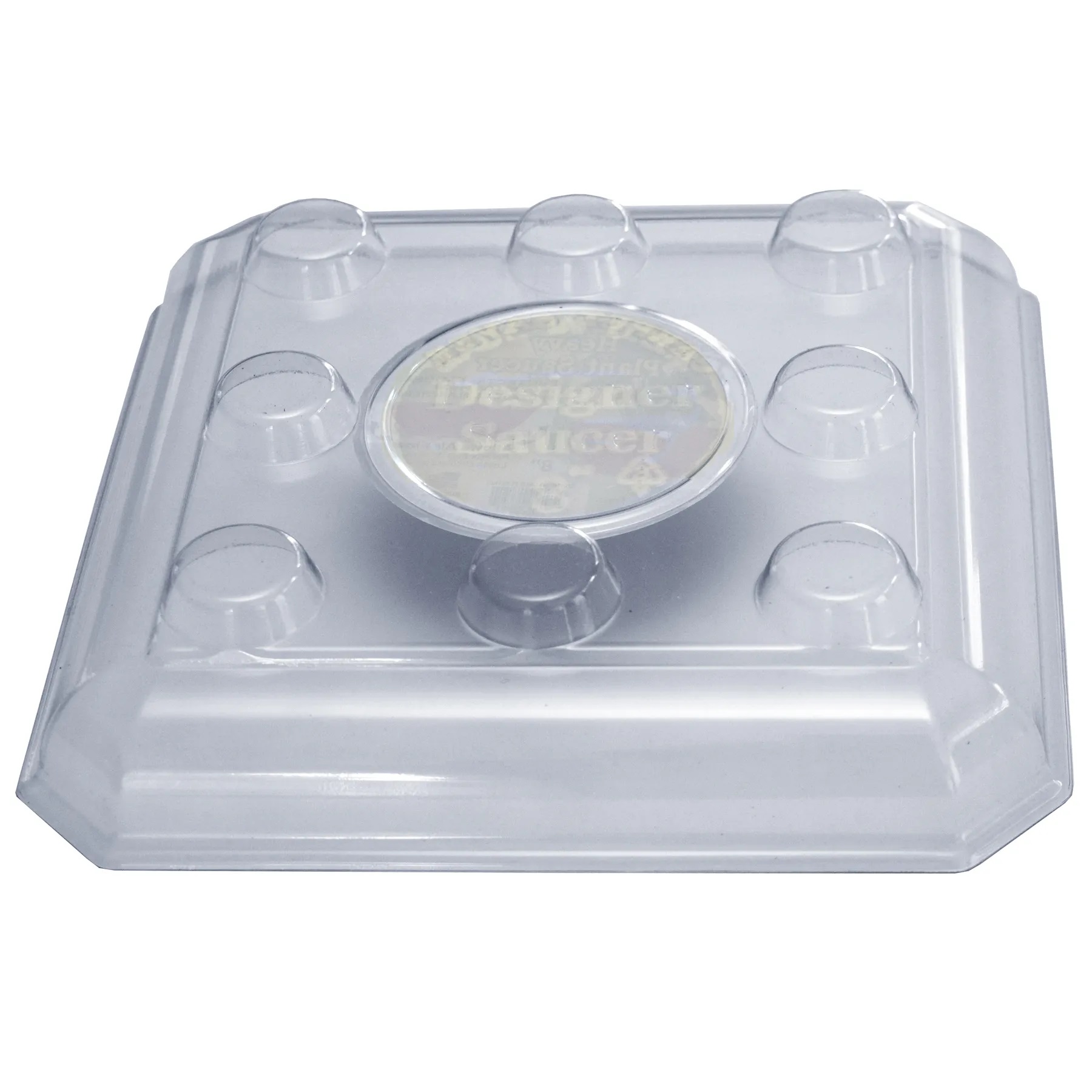 Square Designer Plant Saucer 14″ – Clear